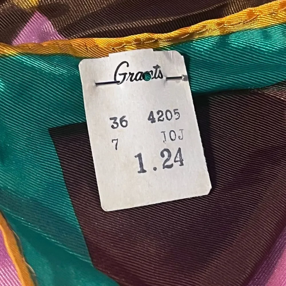 Grants Department Store Acetate Scarf Square Japan Vintage New Old Stock